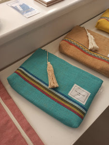 burlap clutch bag