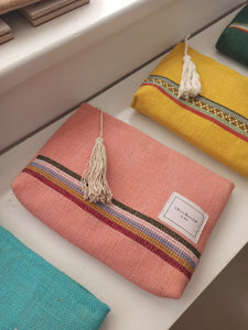 burlap clutch bag